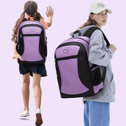Backpack for Girls Teenage Bookbag Big Kids Elementary Grade Middle High School Student Teen Book Bag Mochilas Escolares Para Niños Kawaii Purple Knapsack Full Size 18 Inch Lightweight - color: Purple
