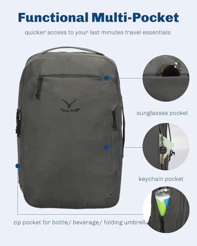 Hynes Eagle TSA Friendly Travel Backpack for Men Women Carry on Backpack 40L Flight Approved Laptop Backpack for 17 inches Compressible Weekender Bag Overnight Backpack Dark Grey - color: Dark Grey