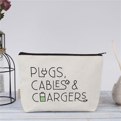 Plugs Cables & Chargers - Makeup Bag for Women Travel - Zipper Cosmetic Storage Bag with Vibrant Designs, Soft Fabric & Multi-Use Functionality (Gift for Birthdays, Graduation, Christmas) (Style F) - style: Style F