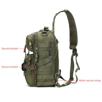 Tactical Sling Bag Backpack Military Rover Shoulder Sling Pack EDC Molle Assault Range Bag Crossbody Chest Pack (Army Green) - color: Army Green