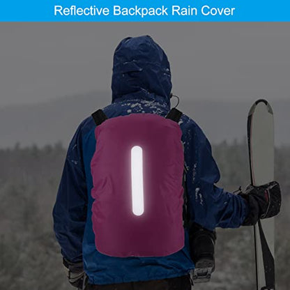 30-40L Waterproof Backpack Rain Cover, Non-Slip Backpack Cover with Vertical Reflective Strap Stay Dry for Hiking, Camping, Hunting, S, Rose Red