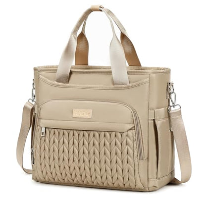 AIJIEKE Large Insulated Lunch Bag for Men Women, Leakproof Work Lunch Box | Keeps food fresh 8-12 hours. Spacious multi-pocket design with a removable strap. Water-resistant and easy-wipe interior - color: Brown Taupe