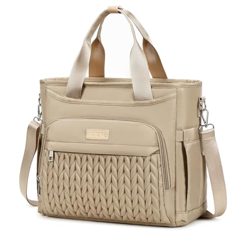 AIJIEKE Large Insulated Lunch Bag for Men Women, Leakproof Work Lunch Box | Keeps food fresh 8-12 hours. Spacious multi-pocket design with a removable strap. Water-resistant and easy-wipe interior - color: Brown Taupe