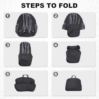 HOLYLUCK 20L Lightweight Packable Hiking Daypack Foldable Backpack for Men Women Small Travel Outdoor Foldable Shoulder Bag-black - color: Black