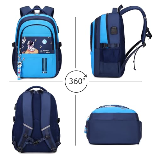 ACESAK Backpack for Boys - Boy Backpack Schoolbag for Boys Kids Teens Girls Elementary Middle School Bags, Waterproof Lightweight Kids Bookbag Backpacks Casual Daypack with Lunch Bag Set - color: Dark Blue