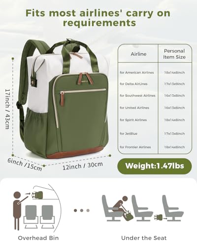 ECOHUB 17" Laptop bag for Women 25L Teacher's Laptop Backpack Work Backpack for Professional Nurse Travel Backpack,Green - color: Green