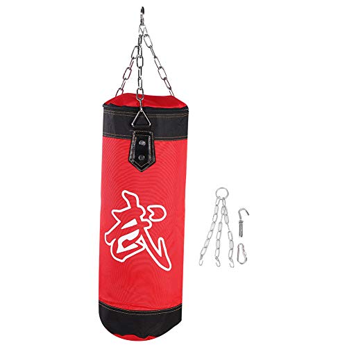 Bnineteenteam Heavy Punching Bag,Training Boxing Bag with Chain for Adults Men Women(Empty) - color: Red, size: 60 cm