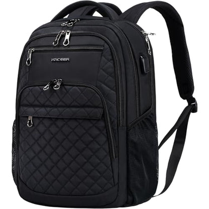 KROSER Travel Laptop Backpack 17 Inch Large Computer Backpack Black - color: Quilted Black