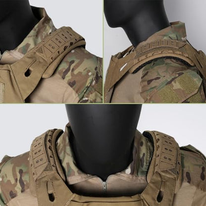 WYNEX Shoulder Strap Pad for Vest Carrier, 2 Pack Tactical Plate Shoulder Pads Strap Cushion Vest Accessories Shoulder Pads Soft Mesh Pads with Tactical Gear for Men - color: Khaki