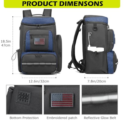 HAMBOLY Premium Pickleball Bag for Men & Women — Large Pickleball Backpack with Padded Paddle Pocket & Shoe Compartment, Tournament Ready with Insulated Cooler & Fence Hook - color: Dark Grey + Blue