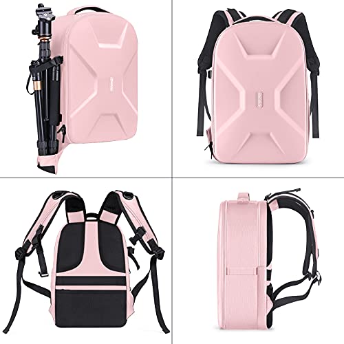 MOSISO Camera Backpack, DSLR/SLR/Mirrorless Photography Camera Bag 15-16 inch Waterproof Hardshell Case with Tripod Holder&Laptop Compartment Compatible with Canon/Nikon/Sony, Pink - color: Pink