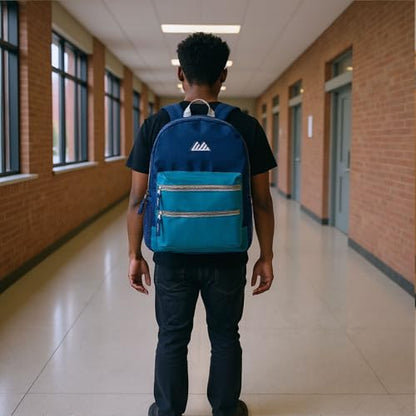 Summit Ridge Colorful Big Backpack for School Kids, Multi Pocket Backpack for Elementary, Middle School Girls, Boys with Padded Straps (Ocean/Blue) - color: Ocean/Blue
