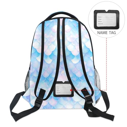 Cute Backpack for Teacher Nurse Fashion Travel Laptop Backpack with Chest Strap Gift Men & Women White Scales Glittering - color: Multicolor02