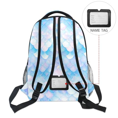 Cute Backpack for Teacher Nurse Fashion Travel Laptop Backpack with Chest Strap Gift Men & Women White Scales Glittering - color: Multicolor02
