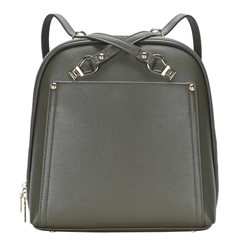 MMS Brands Miztique Daisy Convertible Backpack Purse for Women | Vegan Leather Shoulder Strap Bag or Convertible Backpack | (Olive) - color: Olive
