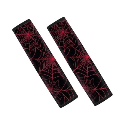 Red Spider Web Car Seat Belt Cover Pad,omfortable Seat Strap Pads,Compatible with All Models of Seatbelt Covers,Can Be Used As A Backpack Shoulder Pad, Essential Car Seat Shoulder Strap Pads - color: Red Spdier Web