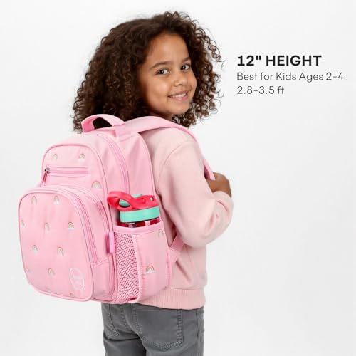 mibasies Toddler Backpacks for Girls 2-4: Quilted Backpack for Preschool Prek Daycare - Cute 12 Inches Bookbag for Little Kids Rainbow Pink - color: Rainbow Pink, style: Toddler-12"h(not Fit Folder)