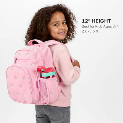 mibasies Toddler Backpacks for Girls 2-4: Quilted Backpack for Preschool Prek Daycare - Cute 12 Inches Bookbag for Little Kids Rainbow Pink - color: Rainbow Pink, style: Toddler-12"h(not Fit Folder)