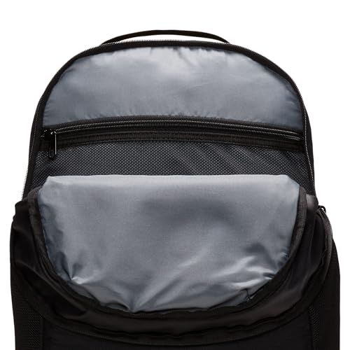 Nike Brasilia Medium Training Backpack for Women and Men with Secure Storage & Water Resistant Coating, Black/Black/White - color: Black/Black/White