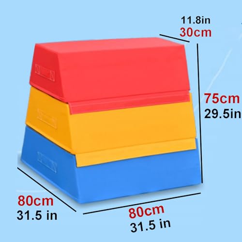 Jumping Boxes for Training, Kids Soft Plyo Box, 4 in 1 Stackable Jump Boxes, Weight Upgrade, Safety and Stability, Suitable for Home School Gym Outdoor Activities Exercise(Size:80×80×75×30cm) - size: 80×80×75×30cm