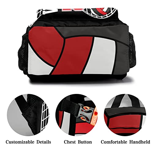 Volleyball Sport Red White Backpack Shoulder Shopping Bag Travel Casual Bags with Name Text - color: Backpack 15