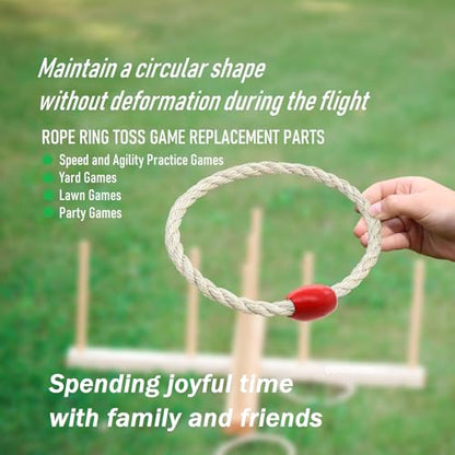 6 Pack Sisal Rope Ring Toss Game Replacement Parts for Adults and Kids, Outdoor Toss Rings for Agility Practice and Speed Game and Yard Games and Lawn Games for Party (Red and Black)