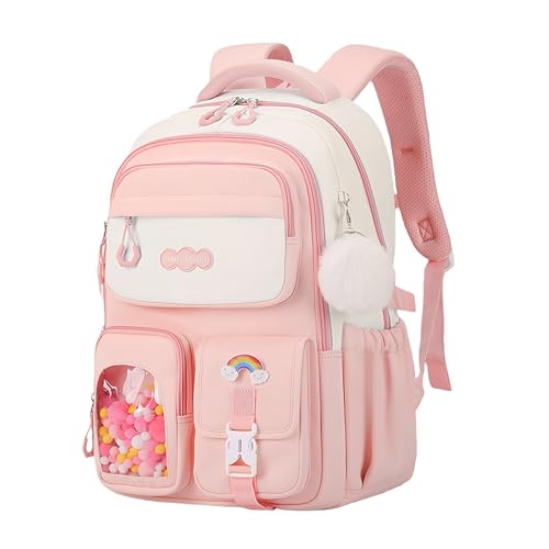 VIDOSCLA Vivid Girls' School Backpack Kids Elementary Schoolbag Primary Backpack with Multi-Pocket Design for 4+ Years Girls - color: A03# Pink