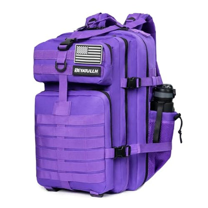 45L Military Tactical Backpack for Men & Women Bug Out Bag Assault pack Molle Daypack Hiking Trekking Rucksack (2.0 side pockets (purple)) - color: 2.0 Side Pockets (Purple)