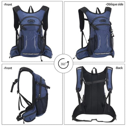 18L Hydration Backpack, Lightweight Breathable Hiking Backpack with Reflective Strips, for Riding Camping Running Commuting - color: Dark Blue