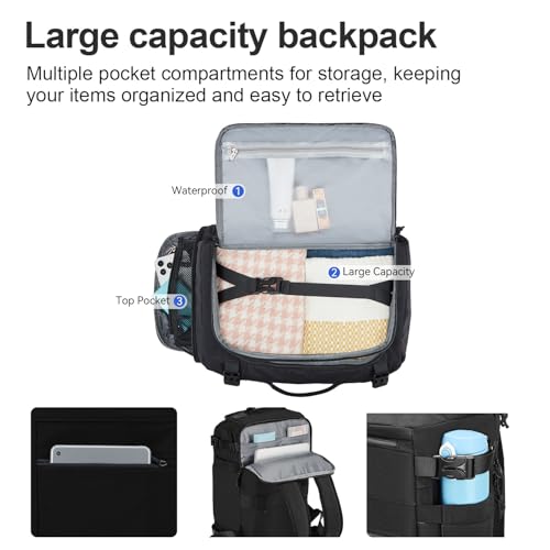 Carry On Travel Backpack Flight Approved Laptop Backpack Business Work Backpack for Women Men Large Capacity Casual Daypack with Wet/Dry Separation Pockets, Black - color: Black, style: B