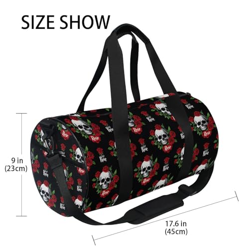 MNSRUU Duffel Bags Skull Rose Birds Sports Gym Bag Travel Luggage Overnight Bags for Men Women Duffel Bags for Traveling - color: Goth 10