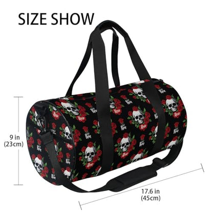 MNSRUU Duffel Bags Skull Rose Birds Sports Gym Bag Travel Luggage Overnight Bags for Men Women Duffel Bags for Traveling - color: Goth 10