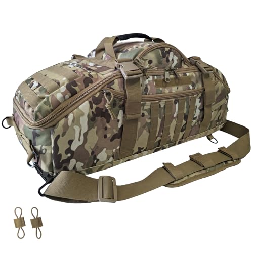 Hannibal Tactical 55L Large Duffle Bag, 3-in-1 Tactical Backpack MOLLE Pack for Sports, Gym, Outdoor, CP - color: CP Camo, size: 55L