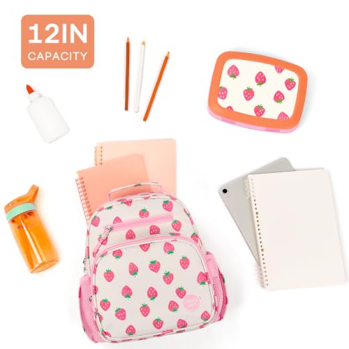 mibasies Toddler Backpacks for Girls 2-4: Little Kid Bookbag for Preschool Prek Daycare Strawberry Pink - color: Strawberry Pink, style: Toddler-12"h(not Fit Folder)