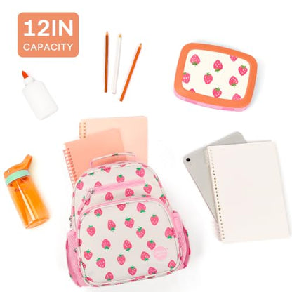 mibasies Toddler Backpacks for Girls 2-4: Little Kid Bookbag for Preschool Prek Daycare Strawberry Pink - color: Strawberry Pink, style: Toddler-12"h(not Fit Folder)
