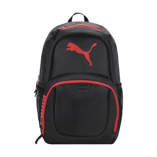 Puma Evercat Contender 3.0 Backpack Bag, Black/Bright, OS - color: Black/Bright Red, style: Contender Backpack With Laptop Sleeve, Item Organizer & Media Pocket
