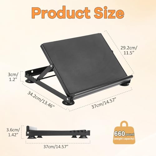Steel Slant Board for Calf Stretching, Calf Stretcher Slant Board for Squats 5-Level Adjustable Incline Angles, Incline Board 660lbs Weight Capacity for Ankle Stretching Training Home Gym