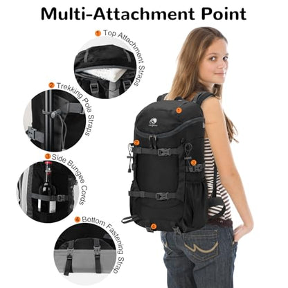 Skateboard Backpack for Men, 30L Waterproof Hiking Backpack, Black - color: Black