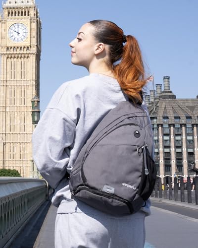 WATERFLY Sling Bag Sling Backpack Small Crossbody Shoulder Bag for Men Women Traveling Cycling Hiking Daypack - color: Dark Grey