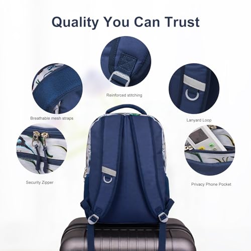 School Backpack for Teen Girls Bookbags, Large Capacity Water Resistant Laptop Bags Elementary High School Women Travel Daypacks - color: Dinosaur