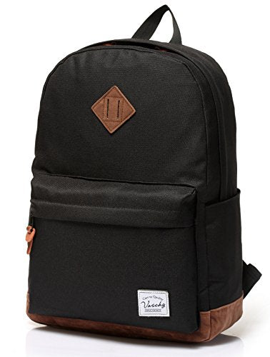 Backpack for Men Women,VASCHY Classic Water-resistant Lightweight Travel School Backpack Casual Daypack - color: Black