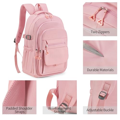 GAEKEAO Travel Backpack for Women Men,15.6 Inch Laptop Backpack Lightweight Casual Daypack Cute Bookbags for Work College Pink - color: A04 Pink