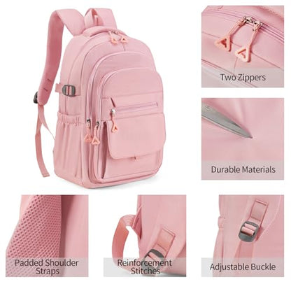 GAEKEAO Travel Backpack for Women Men,15.6 Inch Laptop Backpack Lightweight Casual Daypack Cute Bookbags for Work College Pink - color: A04 Pink