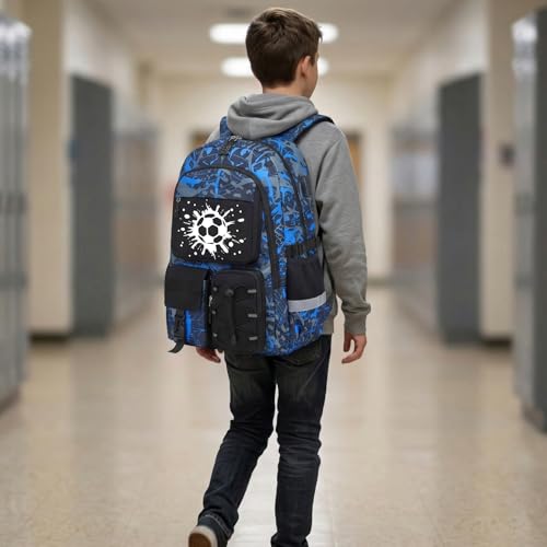 School Backpack for Boys - Gamer Boys Backpacks for Kids Teens Elementary Middle High School,18″ Large Capacity Students Bookbag with Usb Charging Port - color: Soccer-only