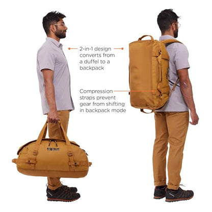 Thule Chasm Duffel bag, Weather-resistant materials, Easy packing, Converts to backpack, Internal pockets, Travel-ready - color: GOLDEN BROWN, size: 40L