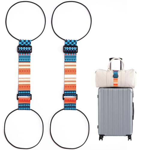 2 Pack Luggage Connector Straps for Suitcases 25 Colors, Adjustable Elastic Travel Bag Strap with Dual Stability Design, Add-a-Bag Hands-Free Luggage Belt, Fits Most Carry-On & Checked Luggage - color: Orange Plane