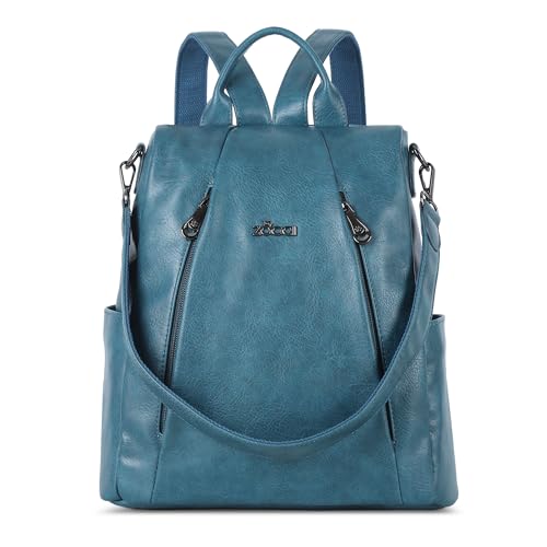 ZOCAI Backpack Purse for Women Medium Anti-Theft Backpacks Purses Design Leather Shoulder Bags with Removable Strap - color: Lake Blue