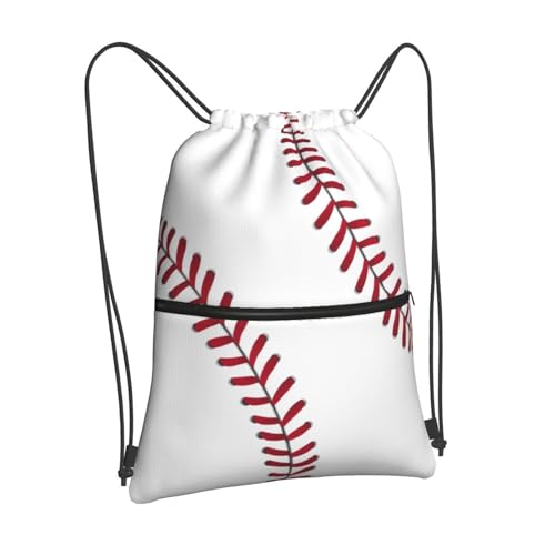 Outdoor Sports Baseball Drawstring Bag, Waterproof Drawstring Backpack for Gym Sports Teams Baseball Party, Men Women Durable Sackpack Bag with Front Zipper Pocket and Inside Zipper Pocket - color: Baseball
