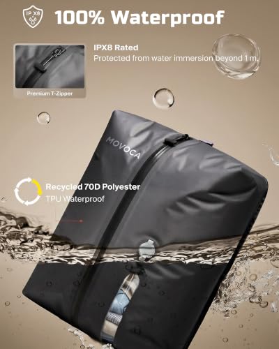 MOVOCA Vacuum Bags for Travel with Pump, 18L Compression Packing Cubes for Carry-On Suitcase & Backpack, Reusable IP67 Waterproof Space Saver Vacuum Seal Bags for Clothing Travel