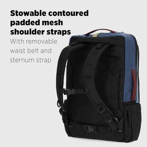 Topo Designs Global Travel Bag – 30L or 40L - Carry-On Compliant Most Airlines, Durable Travel Duffel Bag, Clam Shell Main Pocket, Laptop Sleeve, Backpack, Luggage (30L / Navy/Sahara) - color: Navy/Sahara, size: 30L